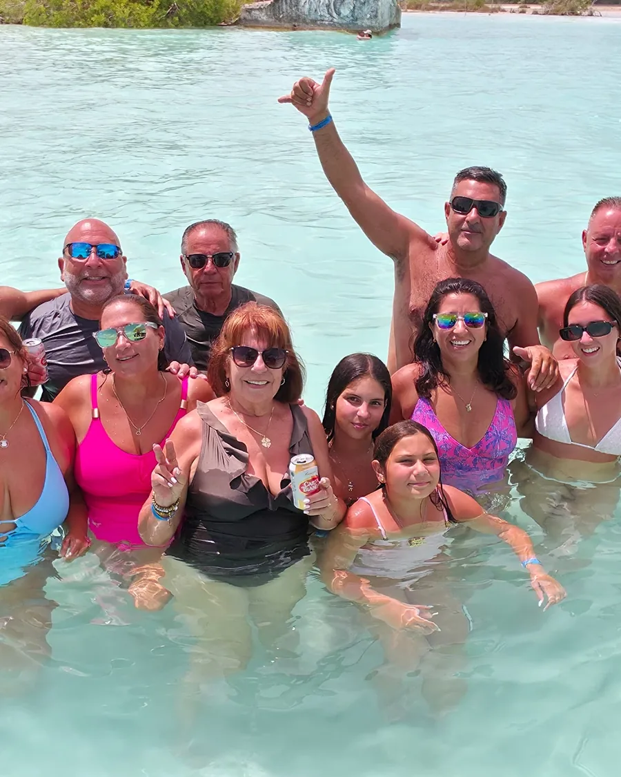 Group enjoying the clear water of Bacalar