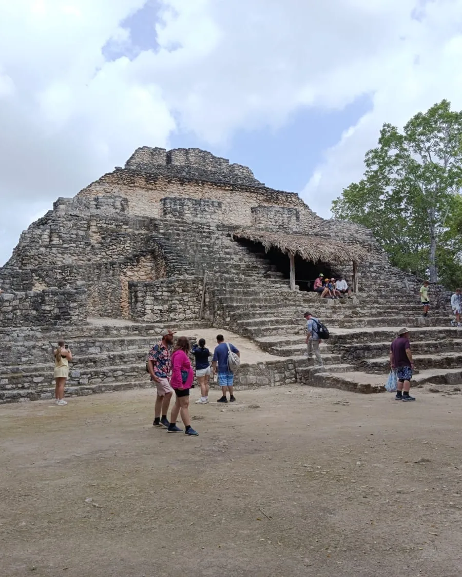 Maya structures surrounded by forest at Chacchoben